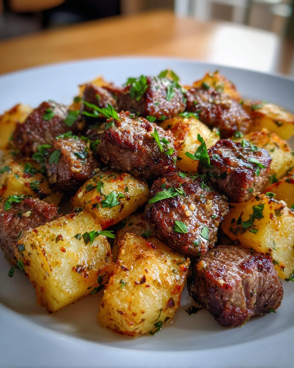 Air Fryer Garlic Butter Steak Bites and Potatoes - detail 1
