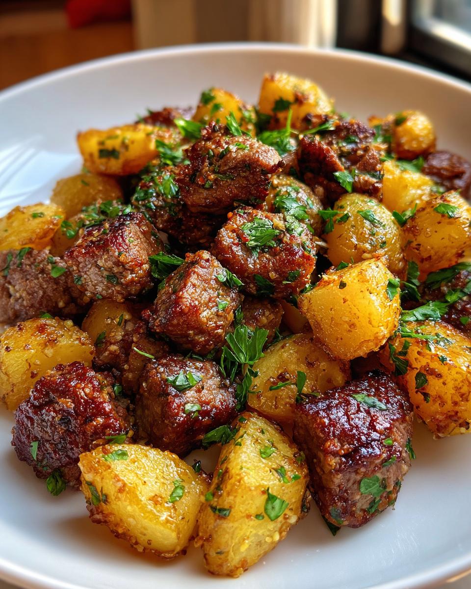 Air Fryer Garlic Butter Steak Bites and Potatoes - detail 2