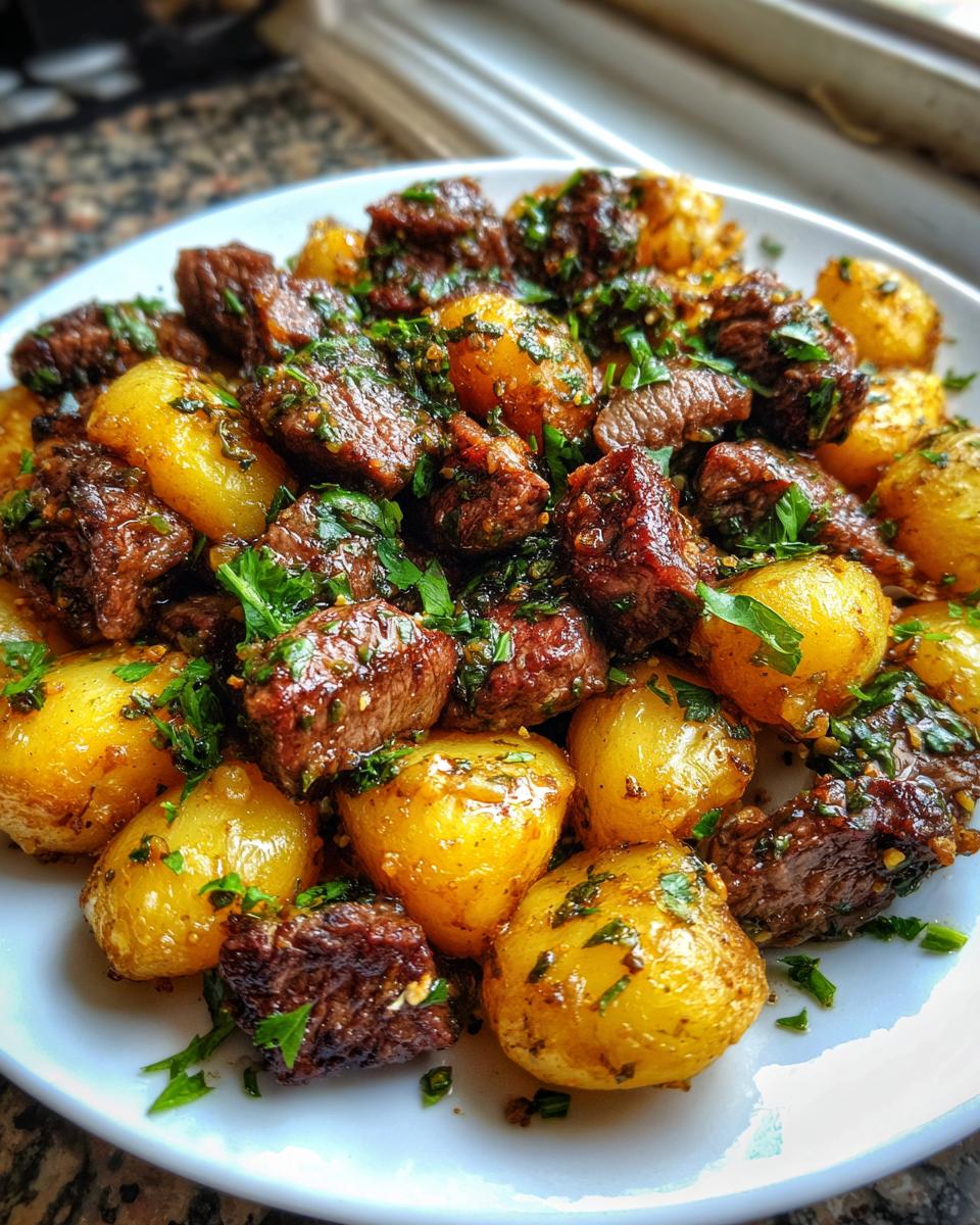 Air Fryer Garlic Butter Steak Bites and Potatoes - detail 4
