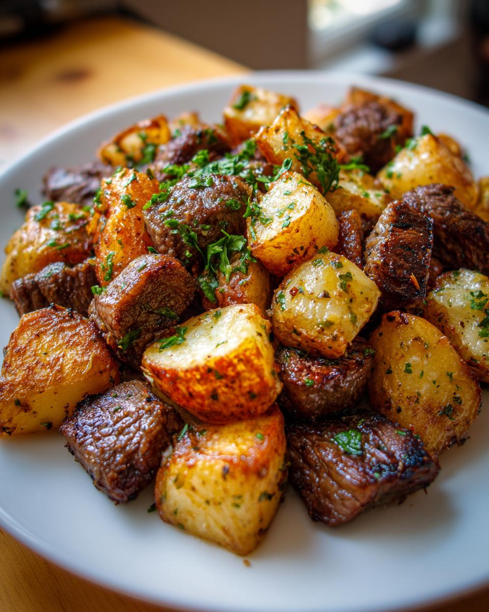 Air Fryer Garlic Butter Steak Bites and Potatoes - detail 3