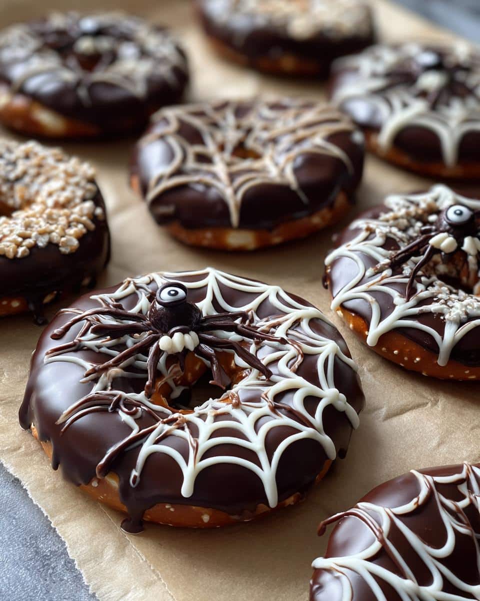 Chocolate Spider Web Pretzels - detail 4
