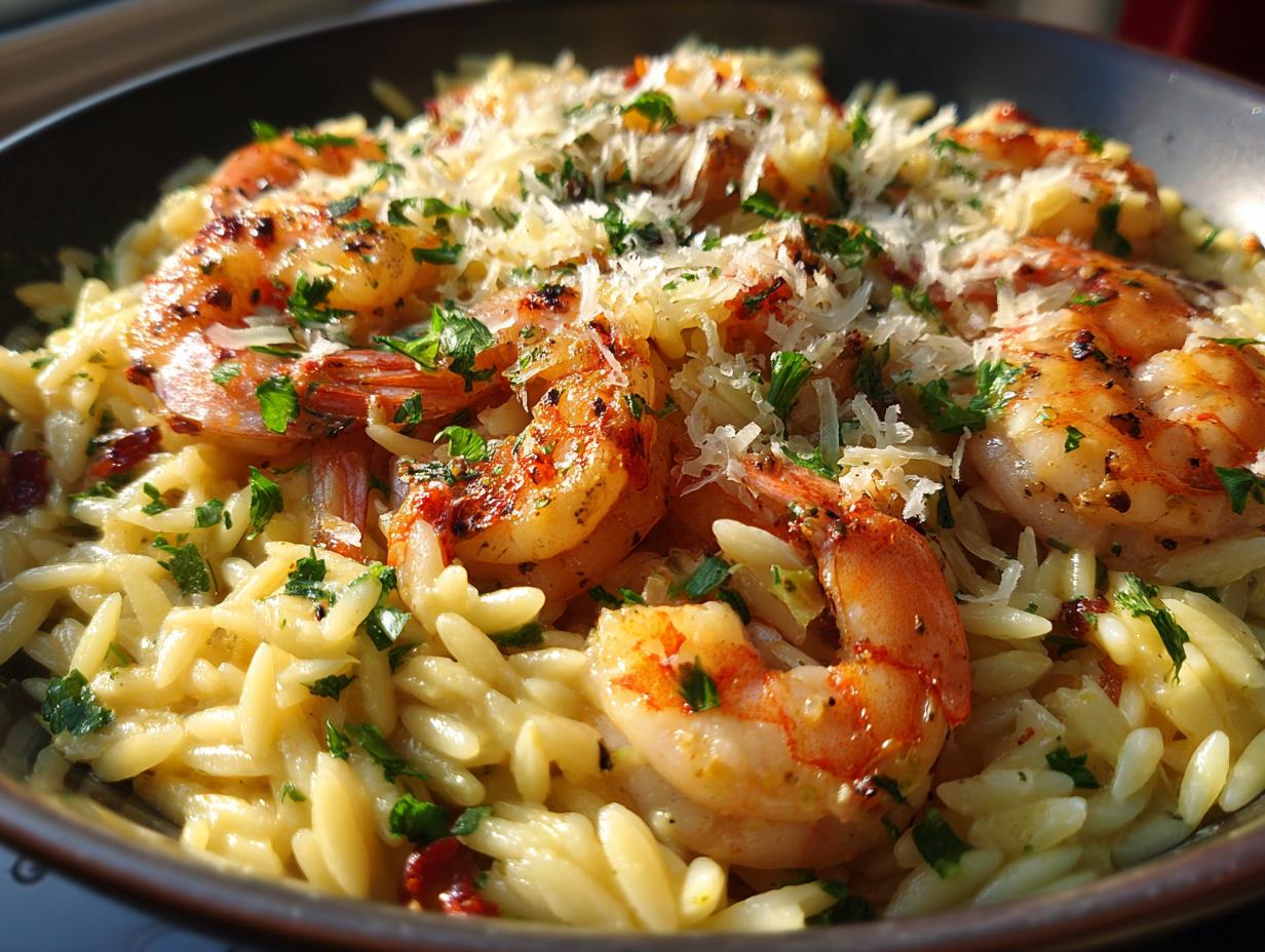 One Pan Parmesan Orzo with Shrimp: Shockingly Easy