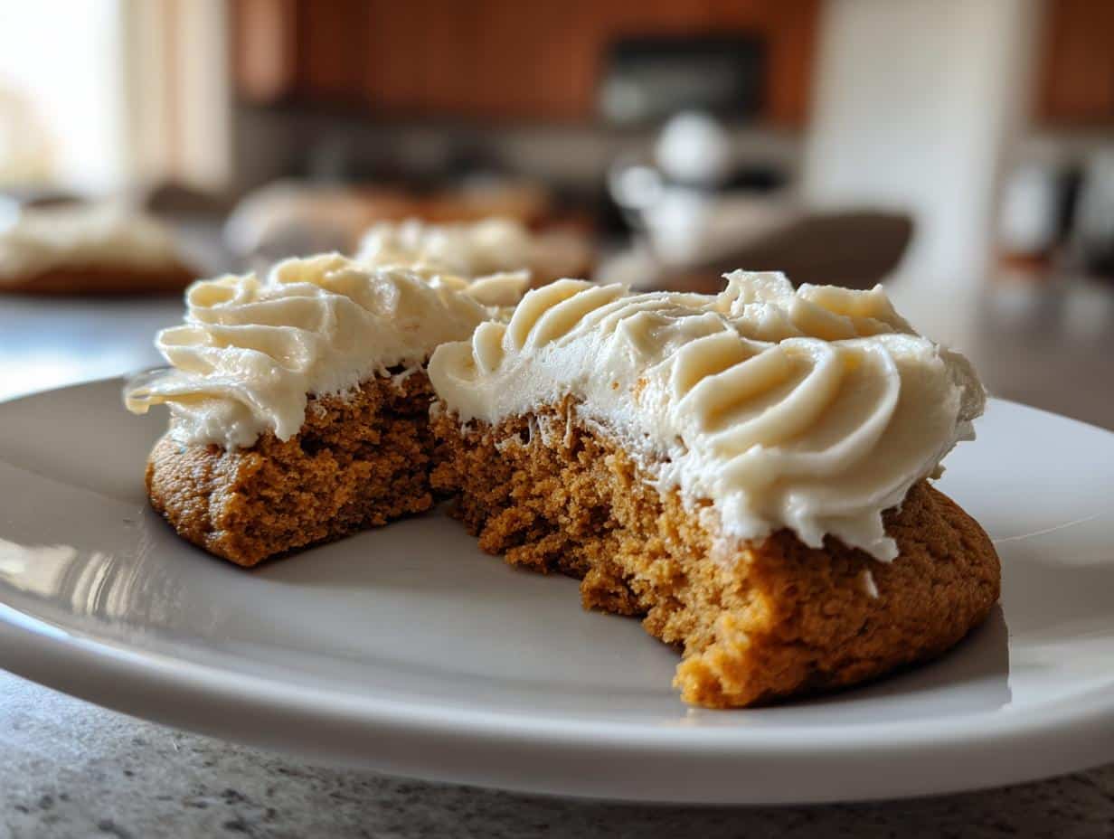 Pumpkin Sugar Cookies with Cream Cheese Frosting