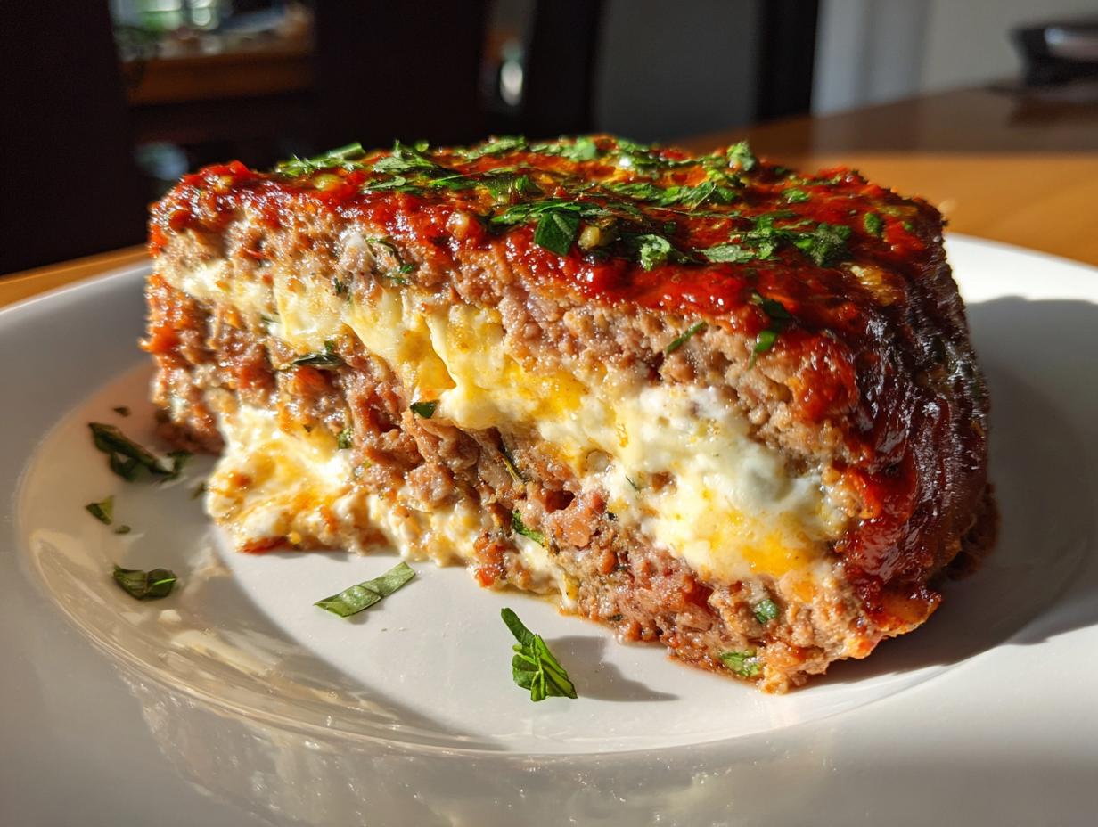 Devastating Stuffed Italian Meatloaf With Cheese & Herbs