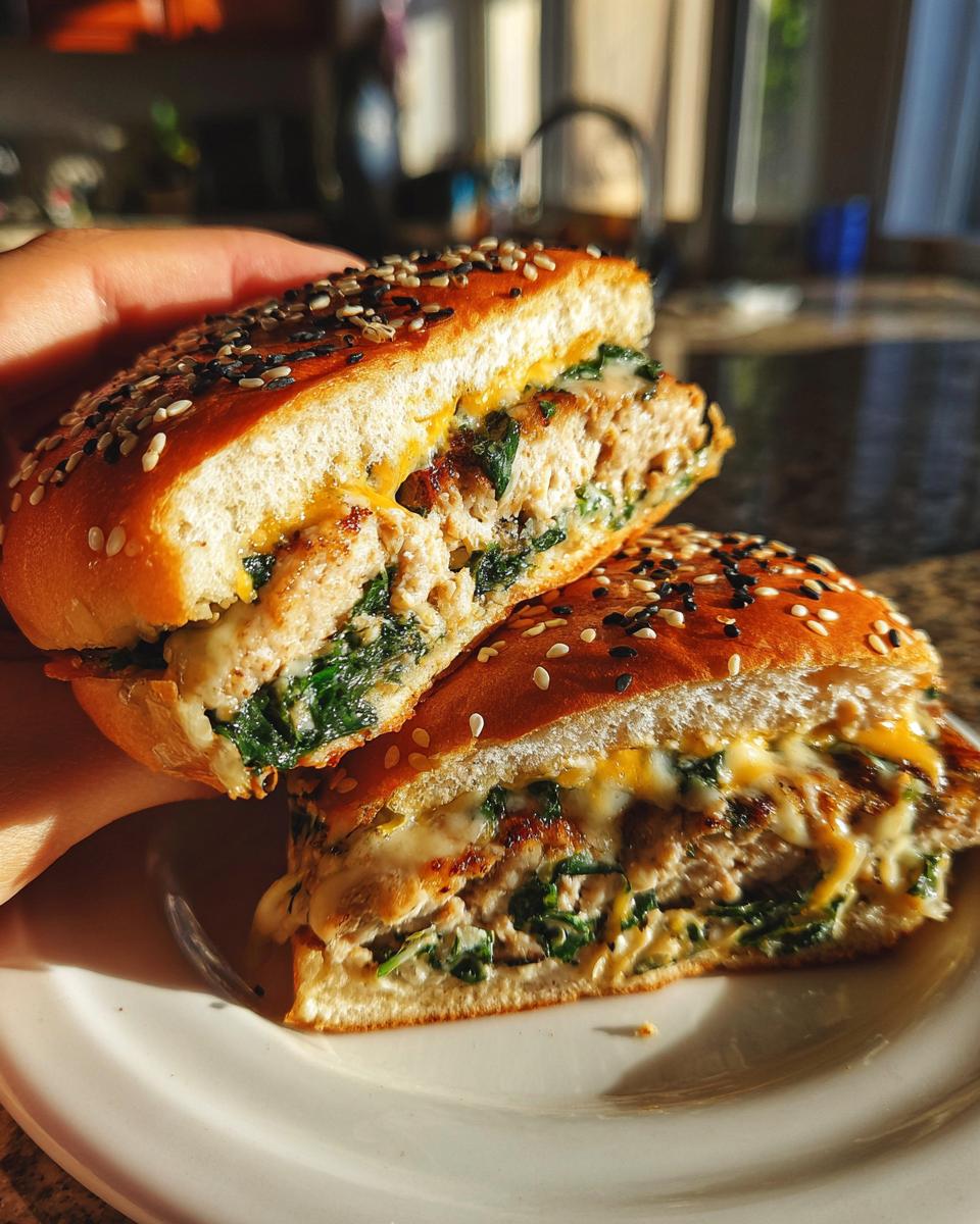 White Cheddar & Spinach Chicken Burgers - detail 2