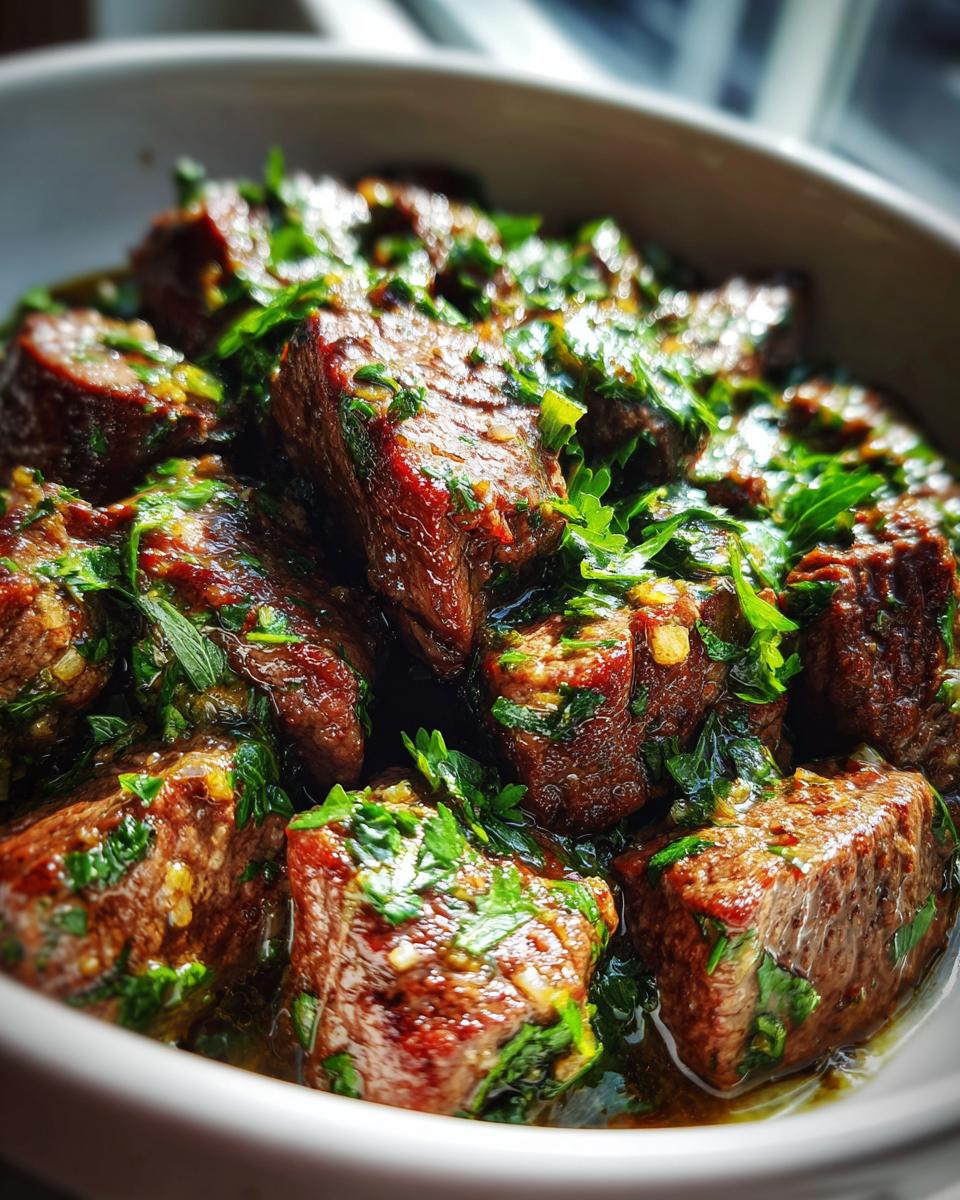 garlic butter steak bites crockpot - detail 1