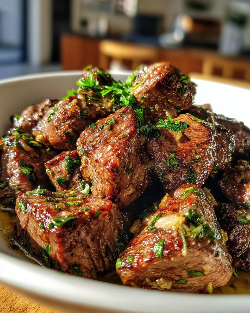 garlic butter steak bites crockpot - detail 2