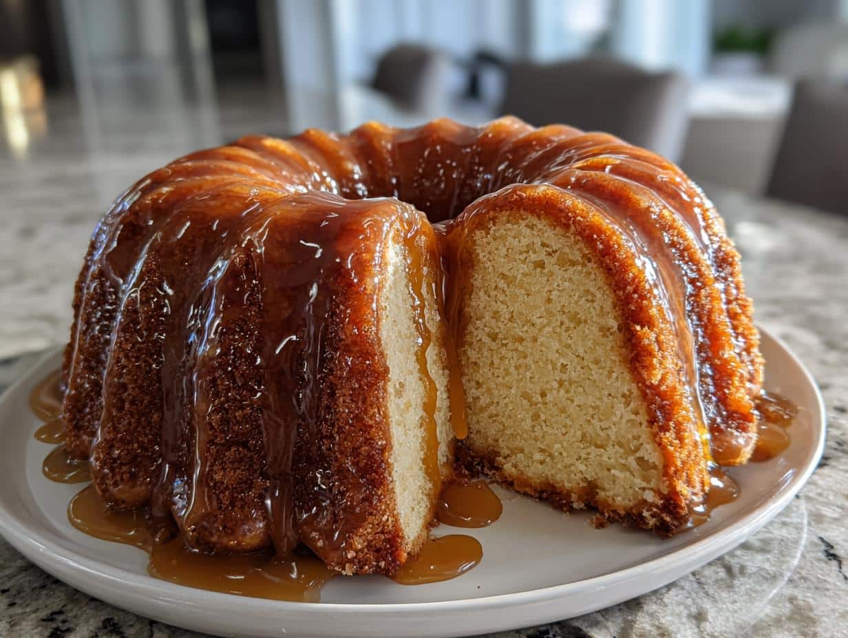 apple cider bundt cake with honey glaze
