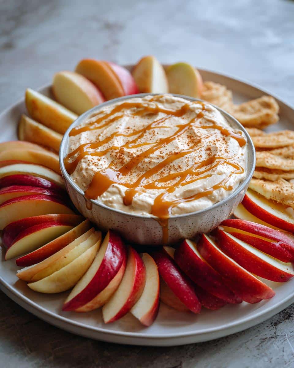 cream cheese caramel apple dip - detail 1