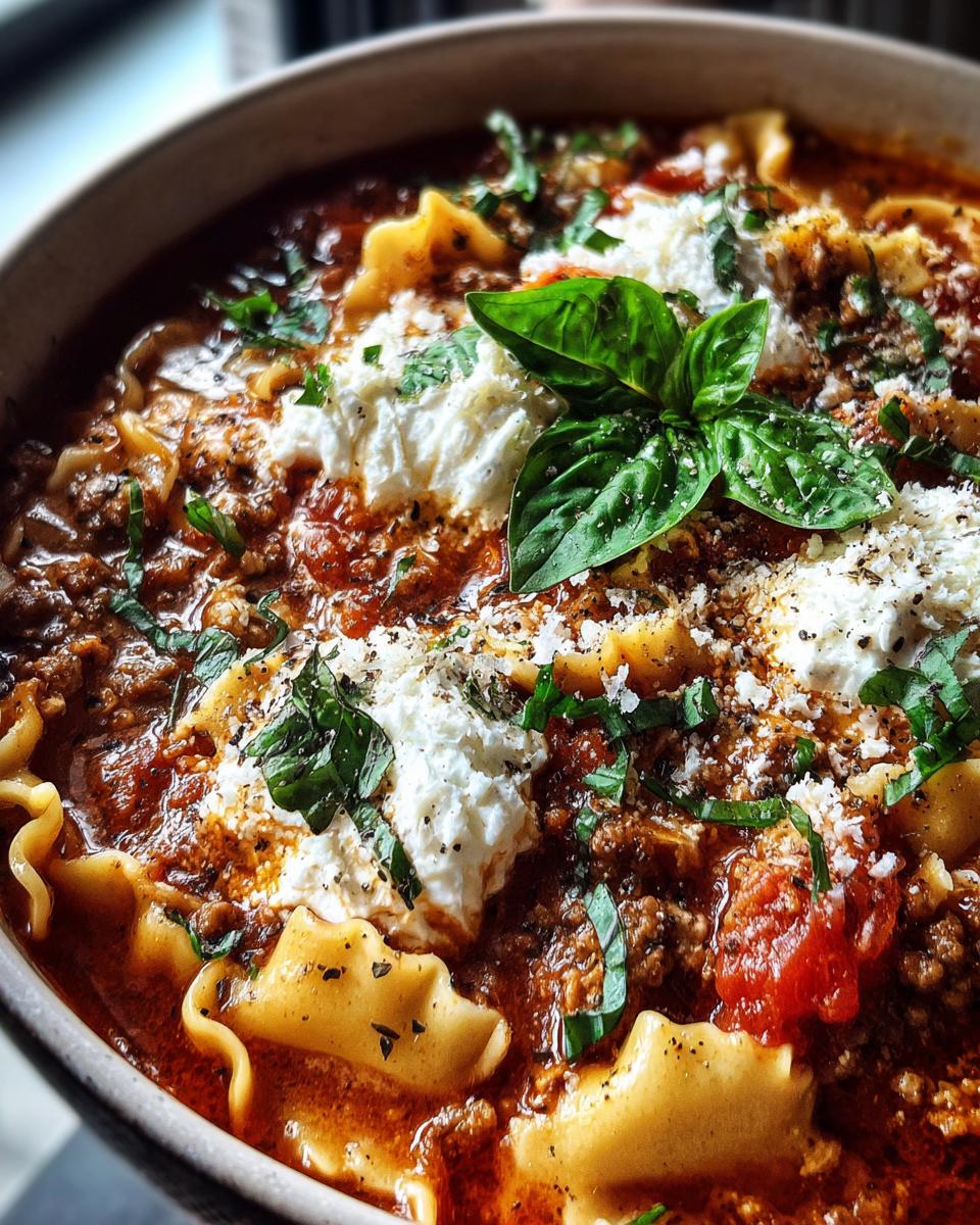 creamy lasagna soup - detail 3