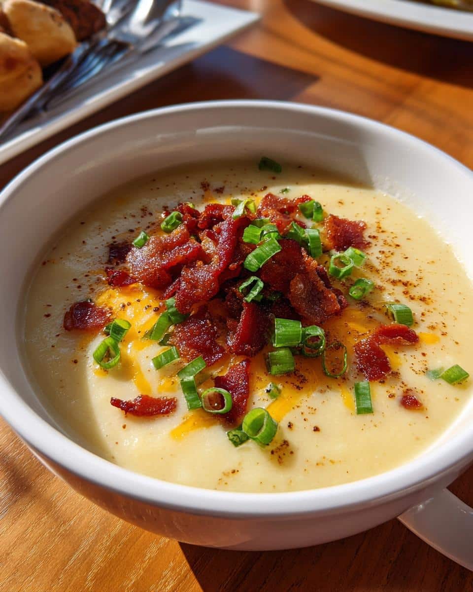 creamy potato soup with bacon and cheddar - detail 1
