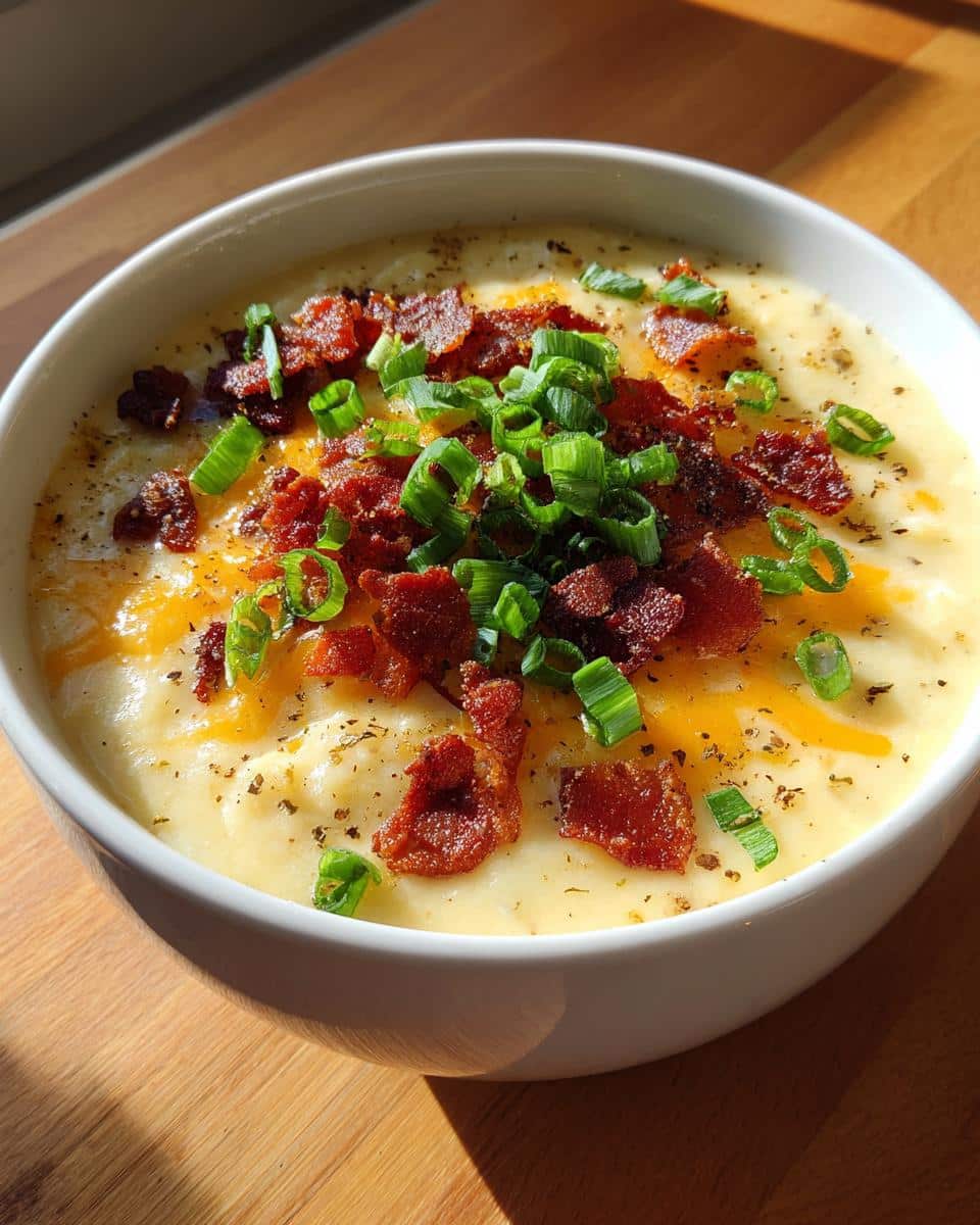 creamy potato soup with bacon and cheddar - detail 2