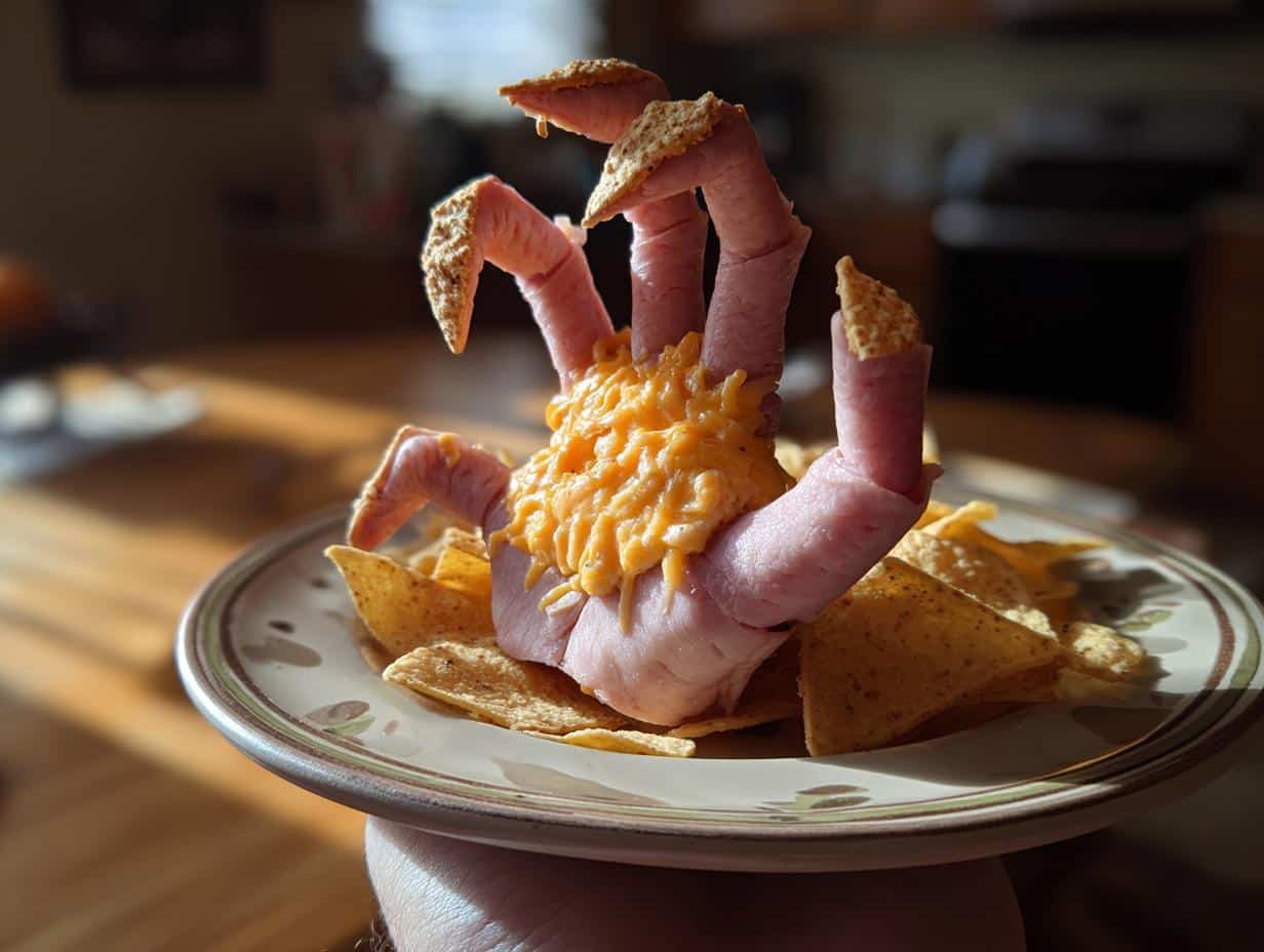 creepy hand appetizer