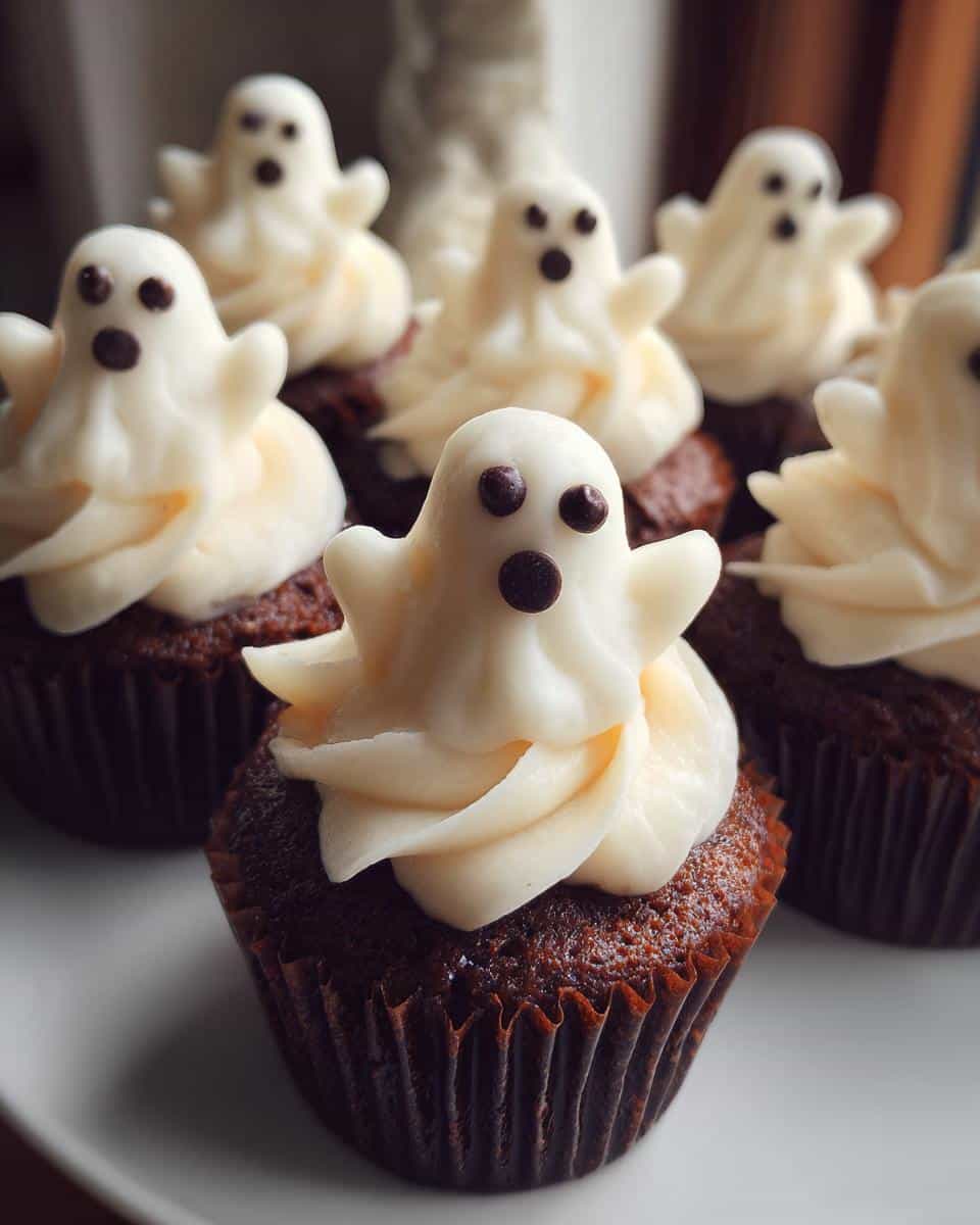 halloween cupcakes with ghost frosting - detail 2