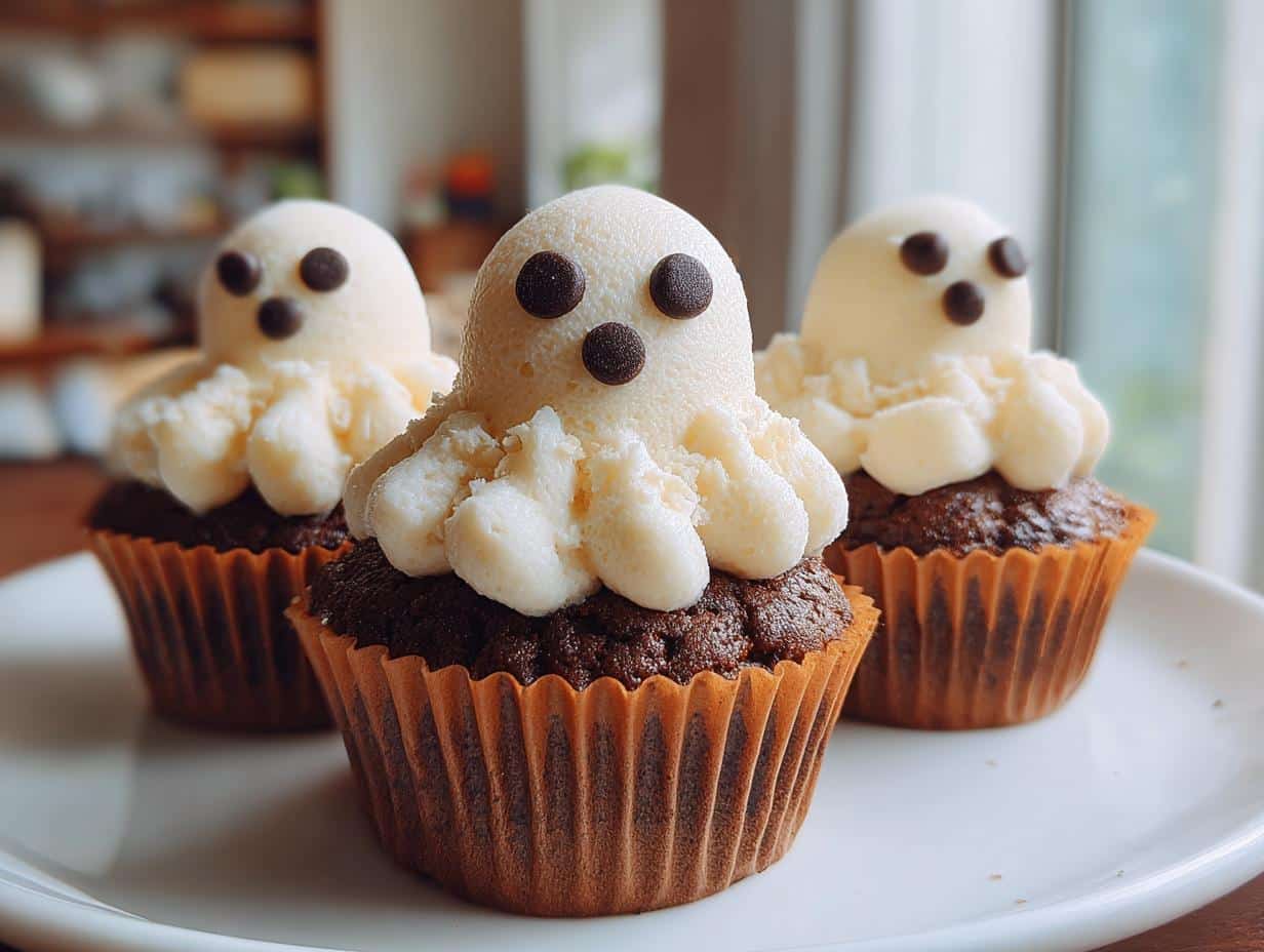 halloween cupcakes with ghost frosting