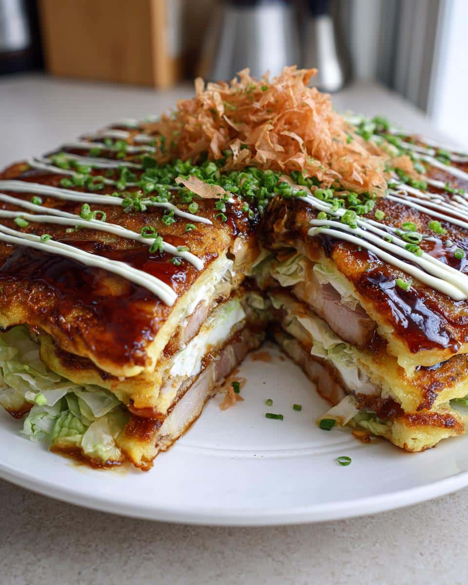 okonomiyaki (savory pancake) - detail 2