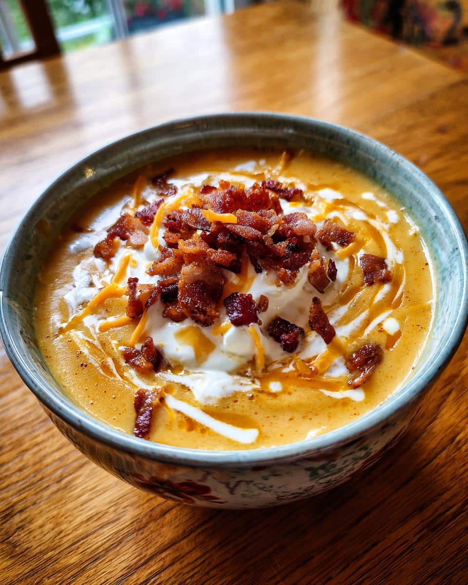 potato soup with sharp cheddar and sour cream - detail 2