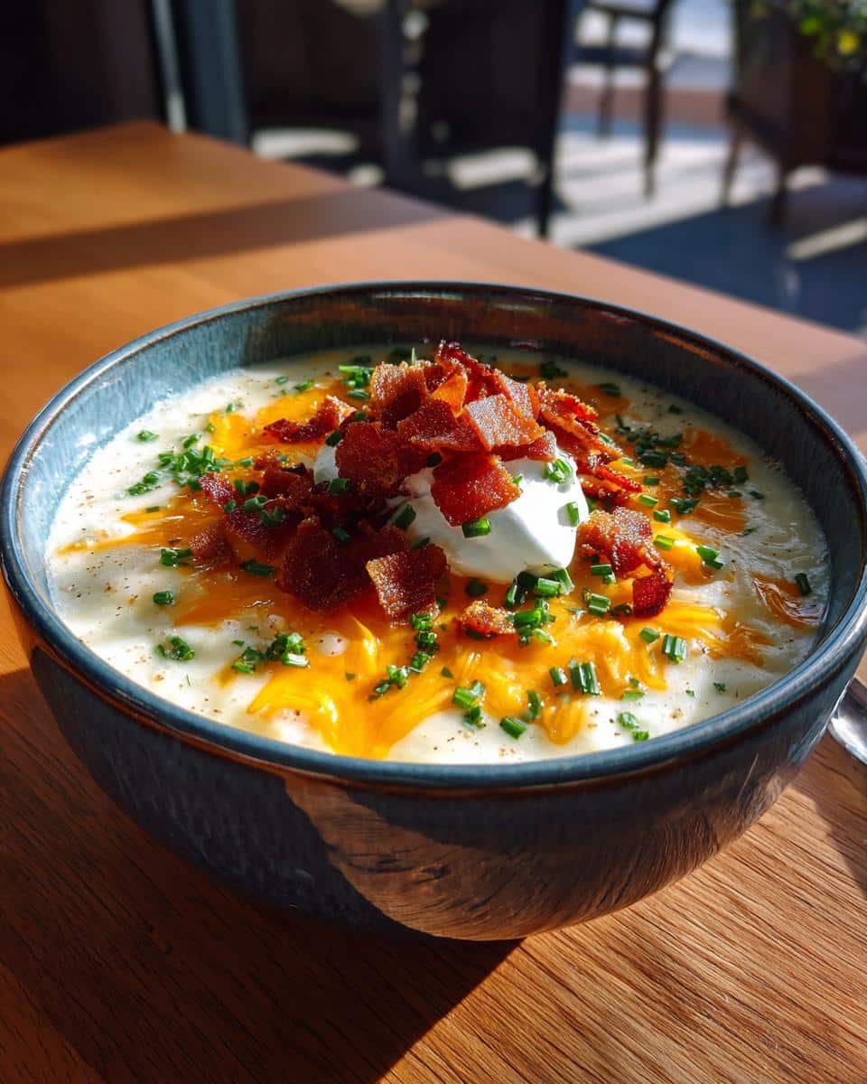 potato soup with sharp cheddar and sour cream - detail 3