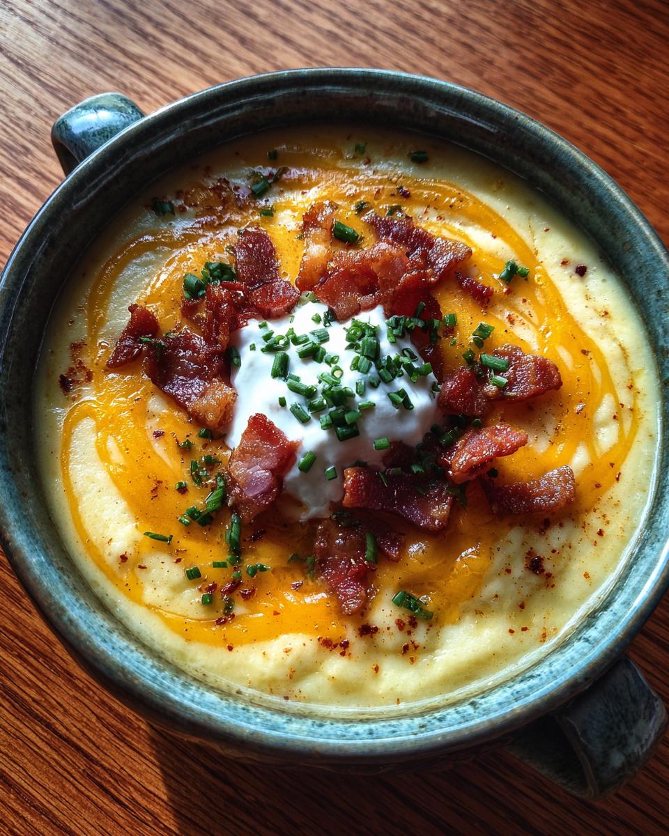 potato soup with sharp cheddar and sour cream - detail 4