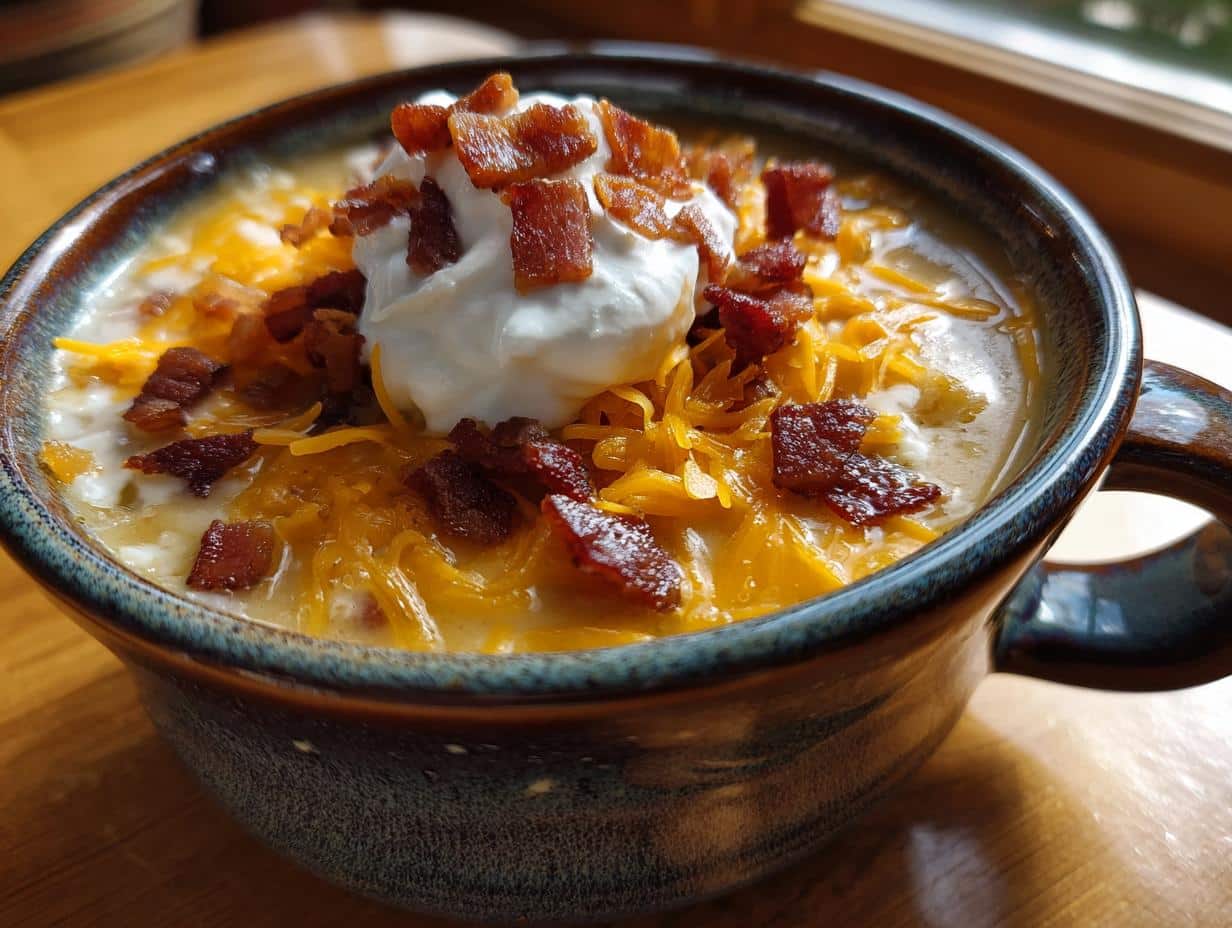 potato soup with sharp cheddar and sour cream