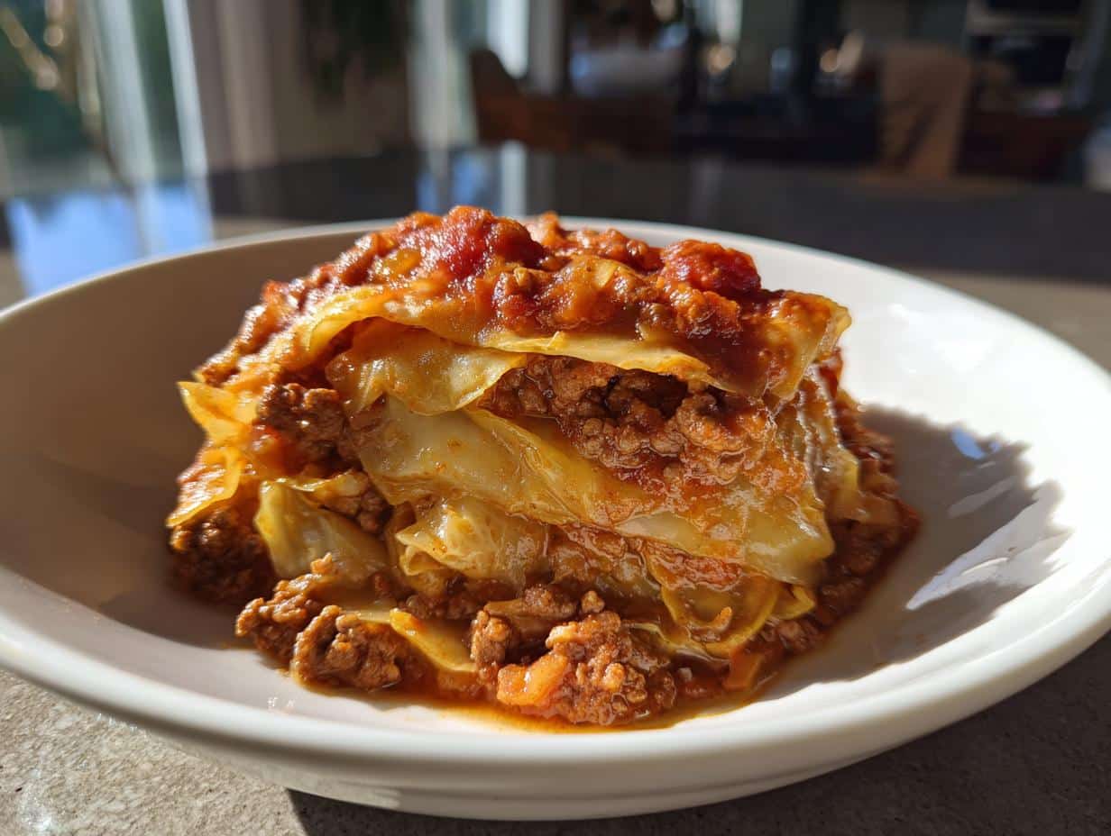 simmered layered cabbage and mince