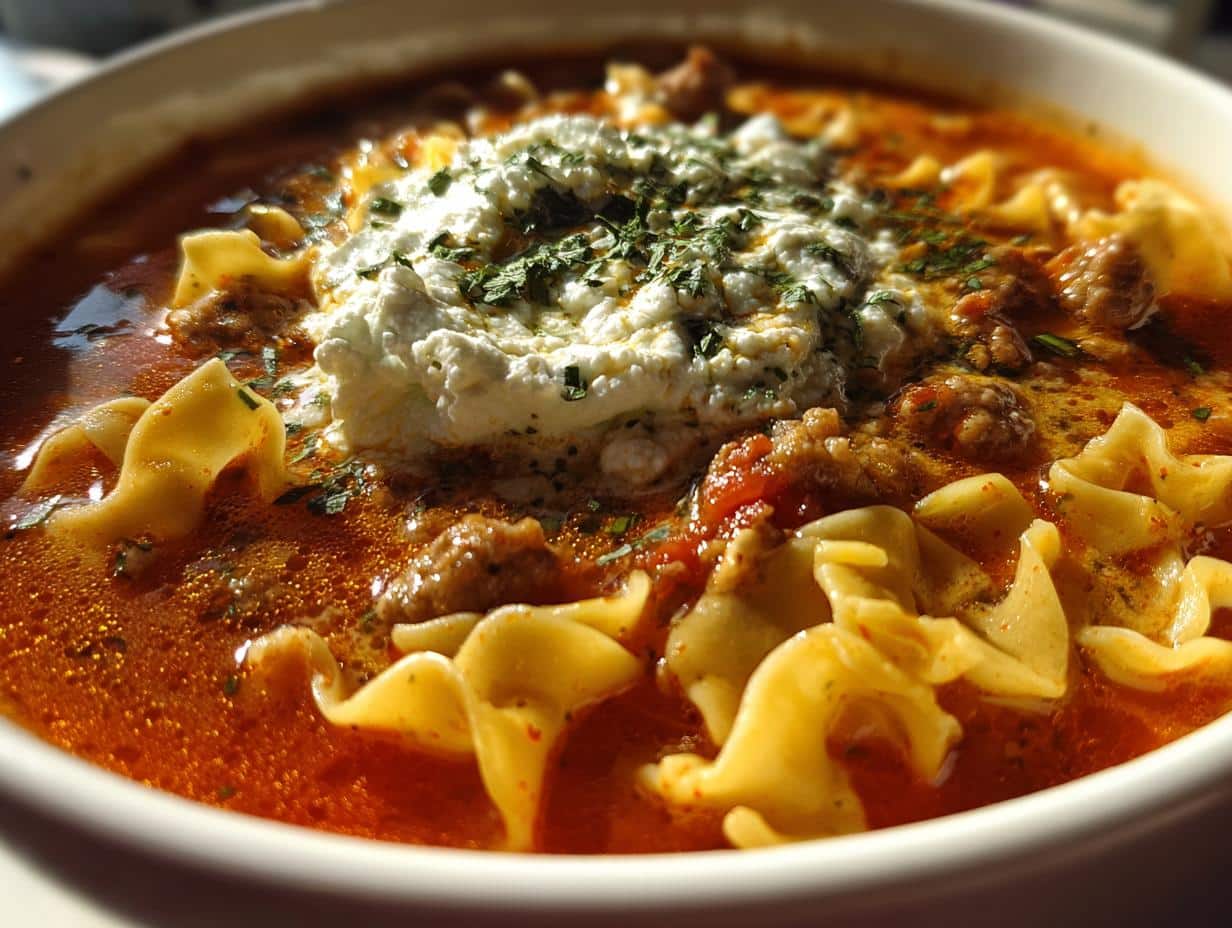 spicy lasagna soup (with italian sausage)