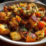 squash panzanella with bagna cauda