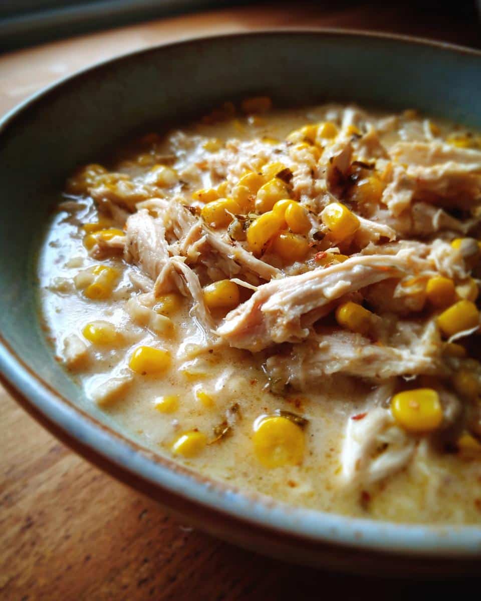 white chicken chili with corn and cream - detail 2