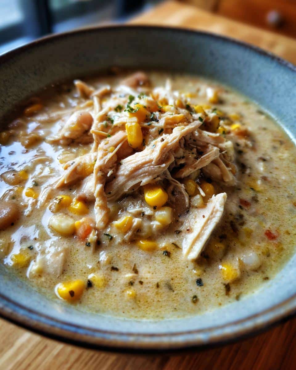 white chicken chili with corn and cream - detail 3