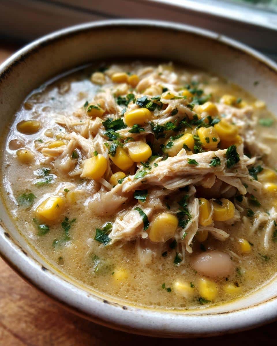 white chicken chili with corn and cream - detail 4