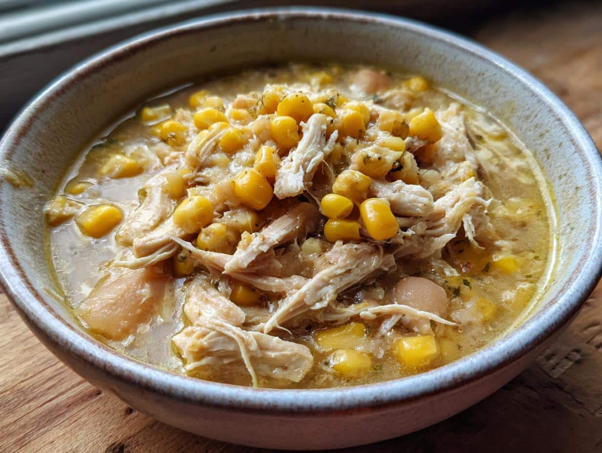 white chicken chili with corn and cream