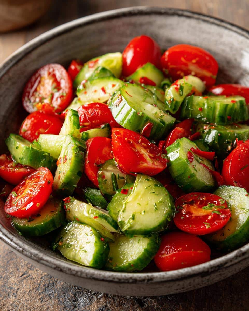 Cucumber tomato salad - detail 1