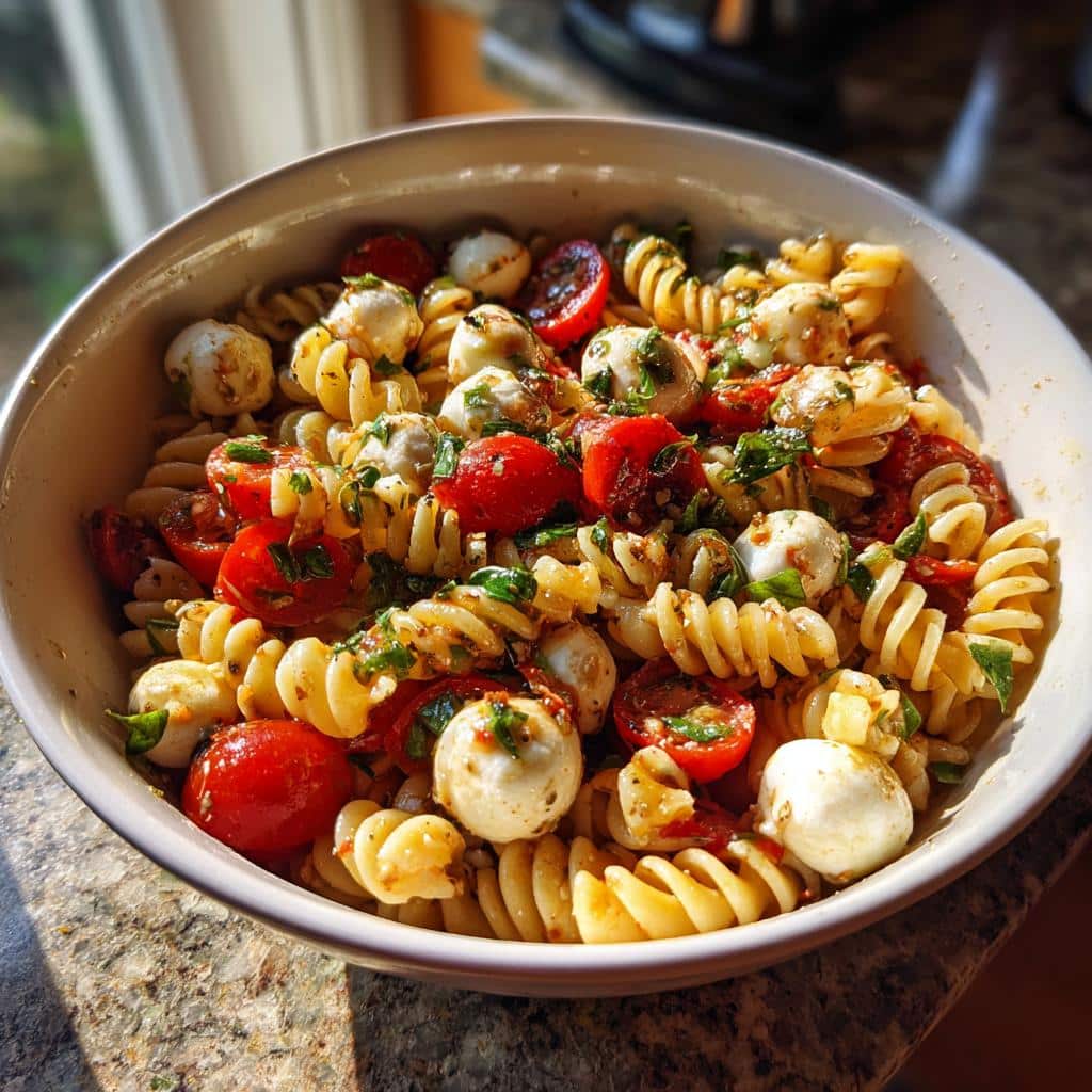 Easy Caprese Pasta Salad - detail 1