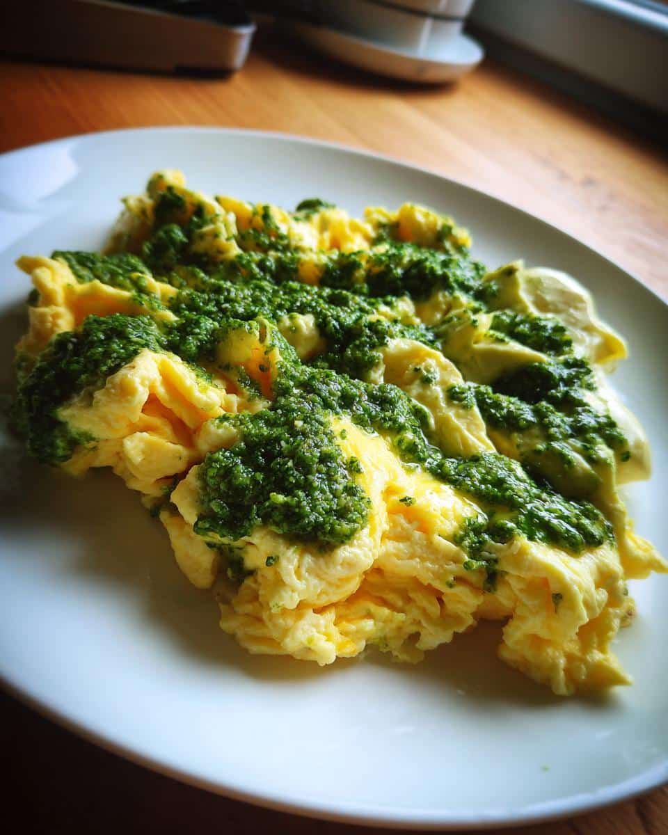 Pesto-scrambled eggs - detail 1