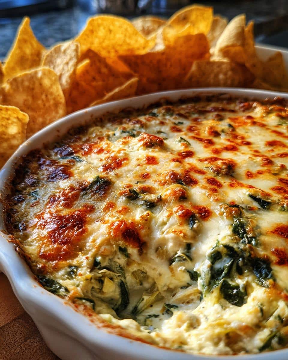 spinach artichoke dip - detail 1