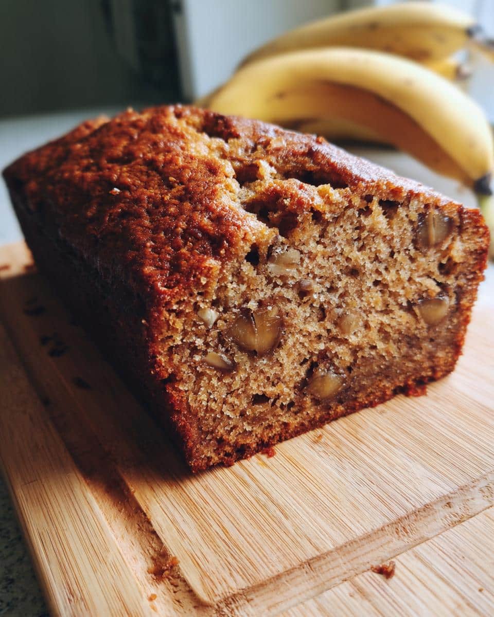 Close-up of banana bread loaf with nuts, a delicious wedding shower food option.