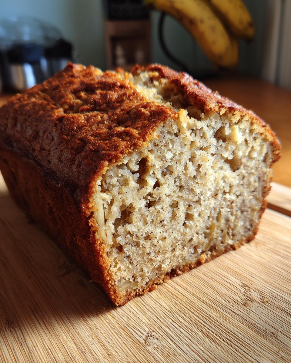 Close-up of delicious banana bread, a perfect wedding shower food idea, on a wooden cutting board.