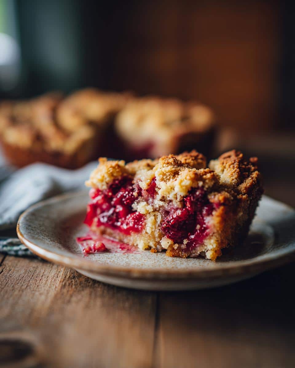 A slice of Crock Pot Dump Cake with a crumble topping and a juicy berry filling on a plate.