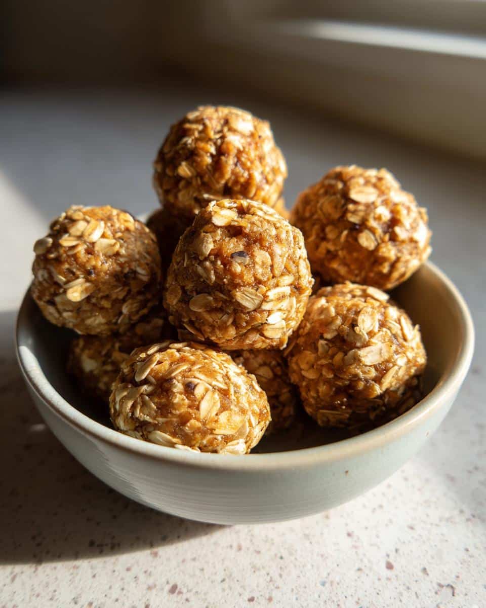 A bowl filled with homemade protein balls with protein powder, perfect for a quick and healthy snack.
