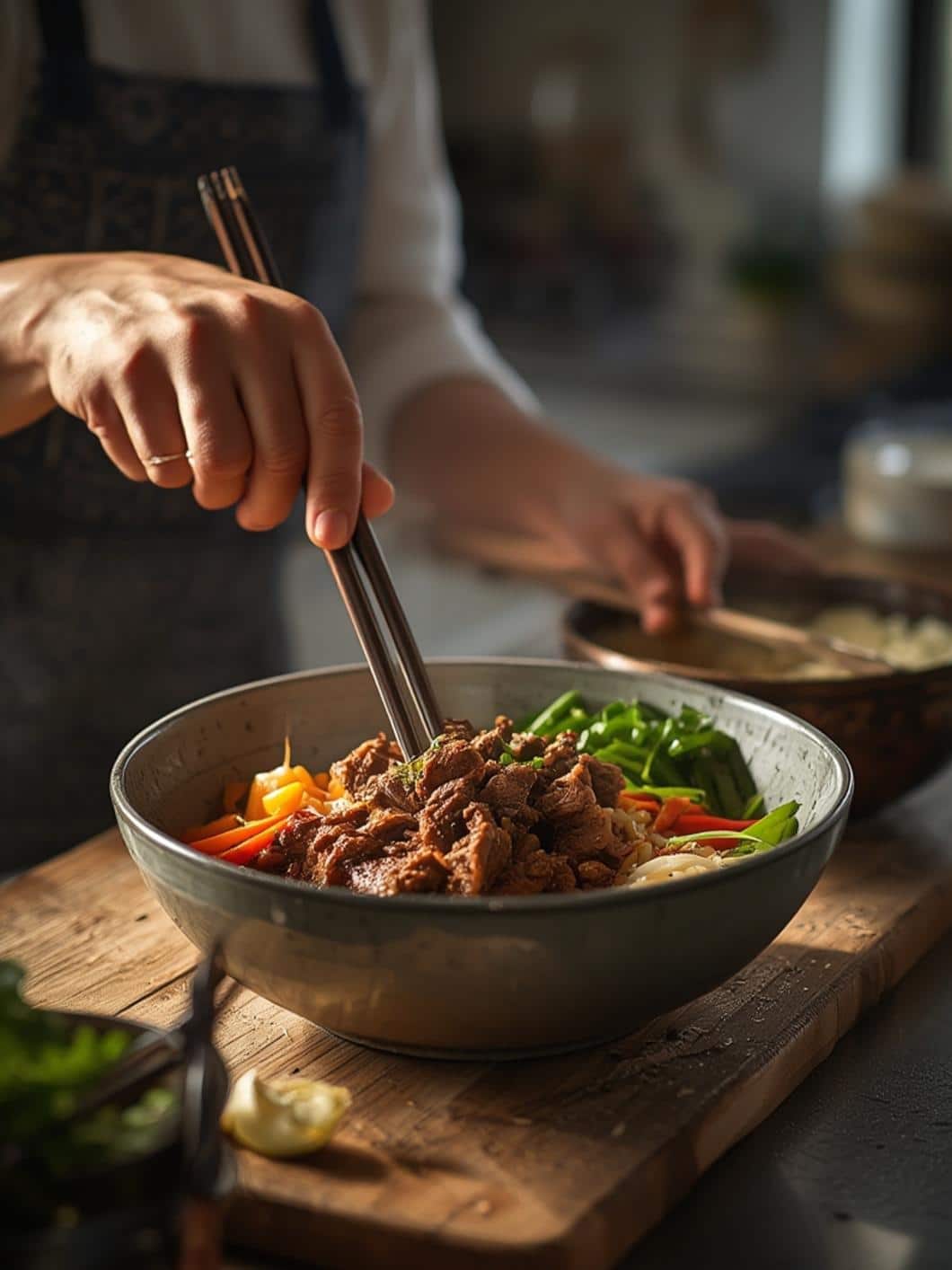 Low Carb Korean Beef Bowl Preparing