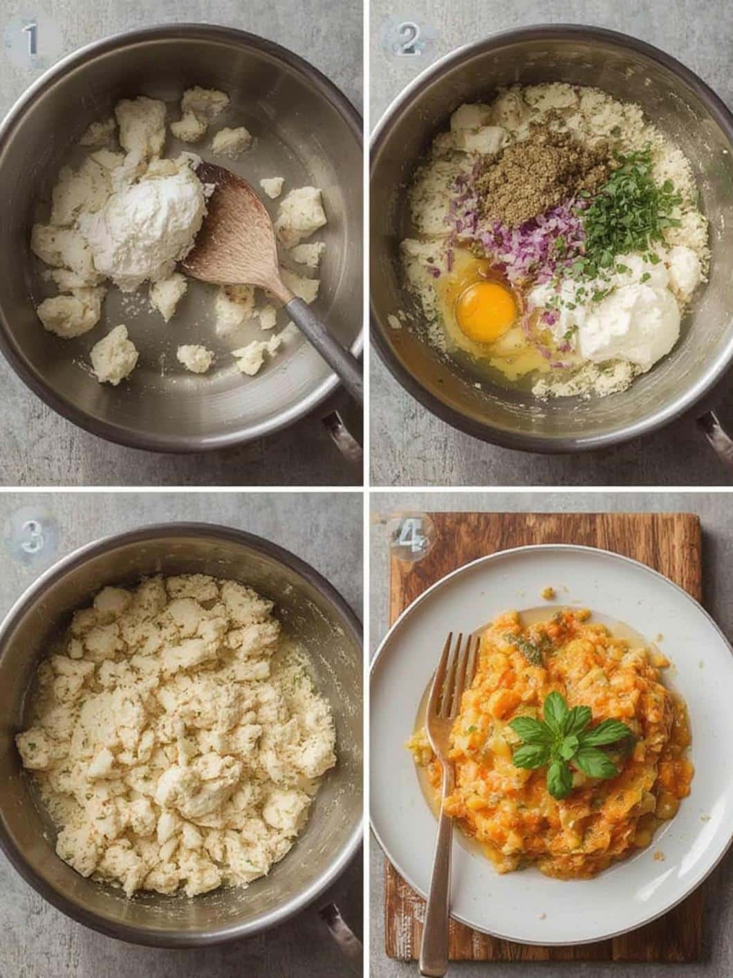 Mixing cottage cheese cookie dough