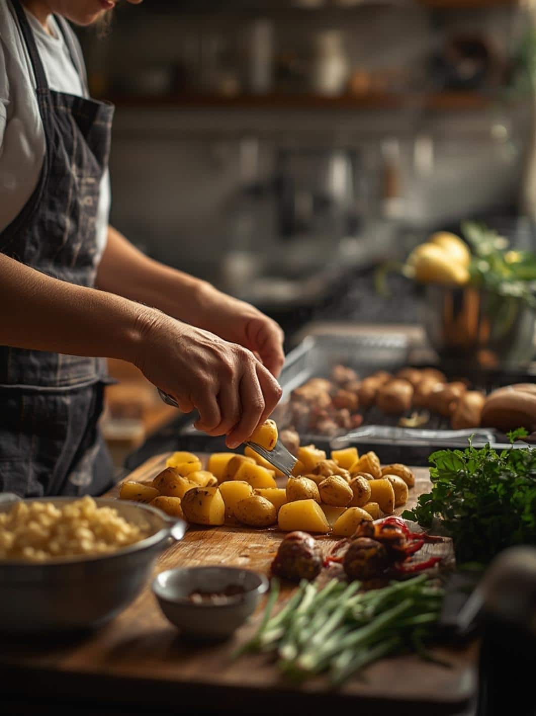 Funeral potato topping texture close-up